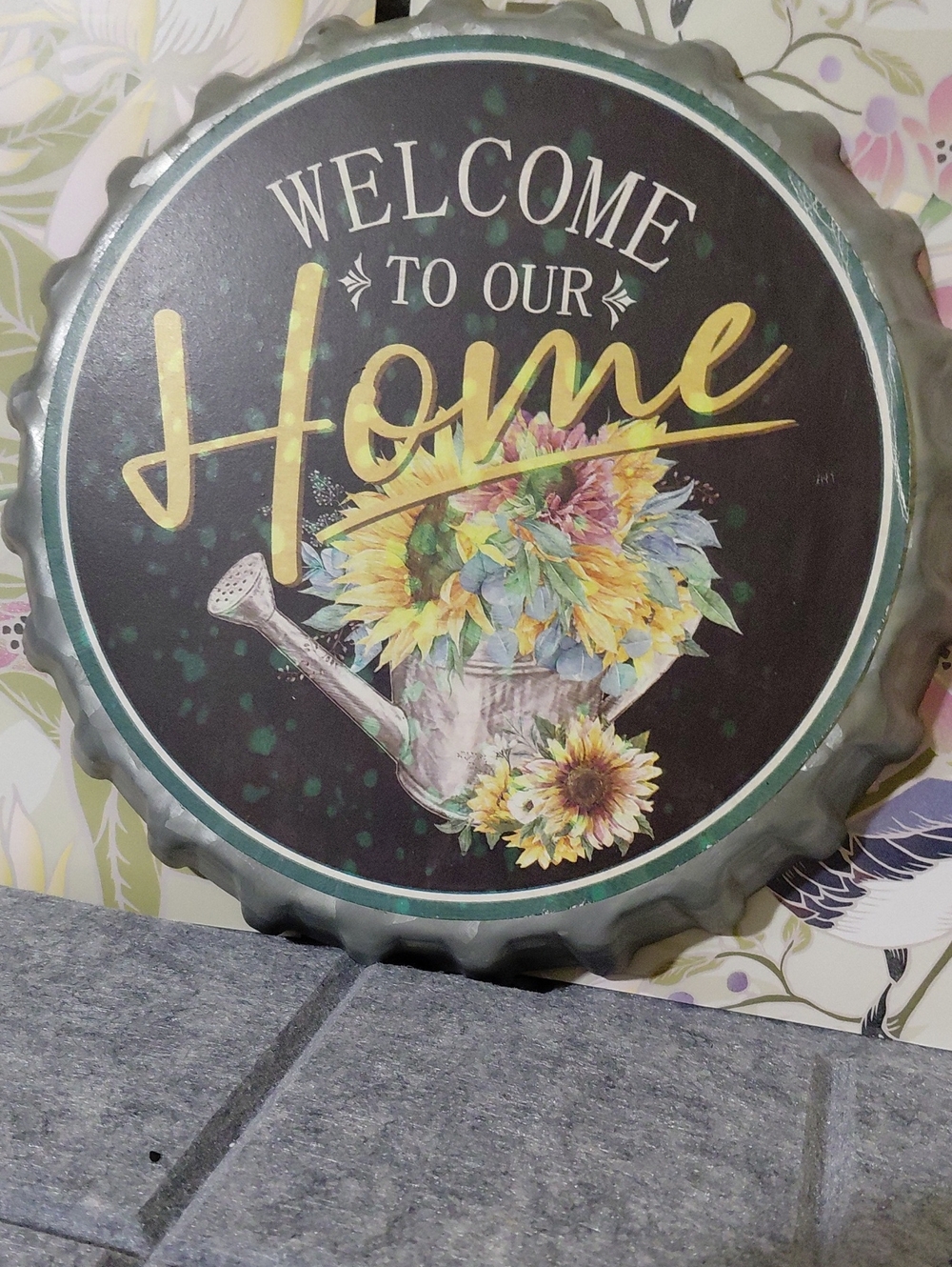 Welcome to Our Home Sunflower Wall Sign - Green